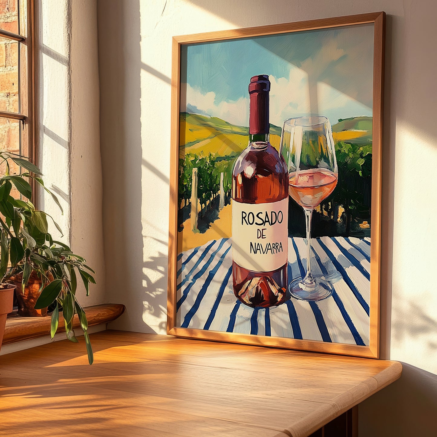 Rosado de Navarra – Spanish Rose Wine, Bodega Wall Art, clean layout with no caption