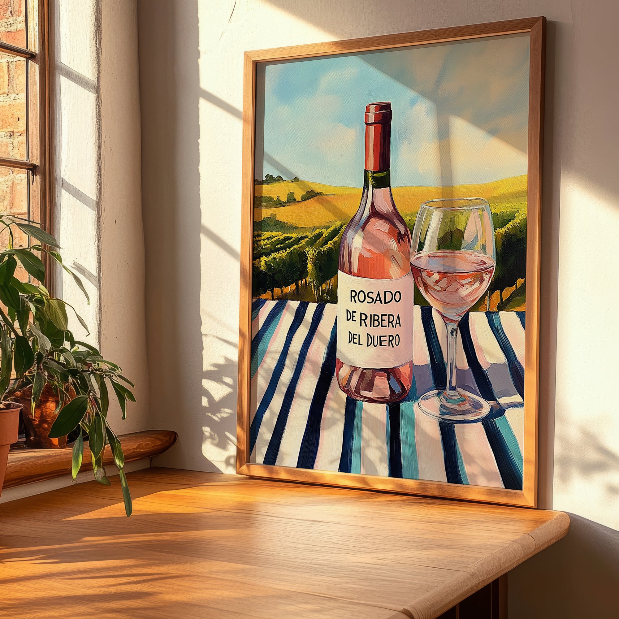 Rosado de Ribera del Duero – Spanish Rose Wine, Vineyard Terrace Wall Art, clean layout with no caption
