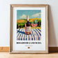 Rosado de La Mancha – Spanish Rose Wine, Vinoteca Illustration, in wooden frame leaning on the floor