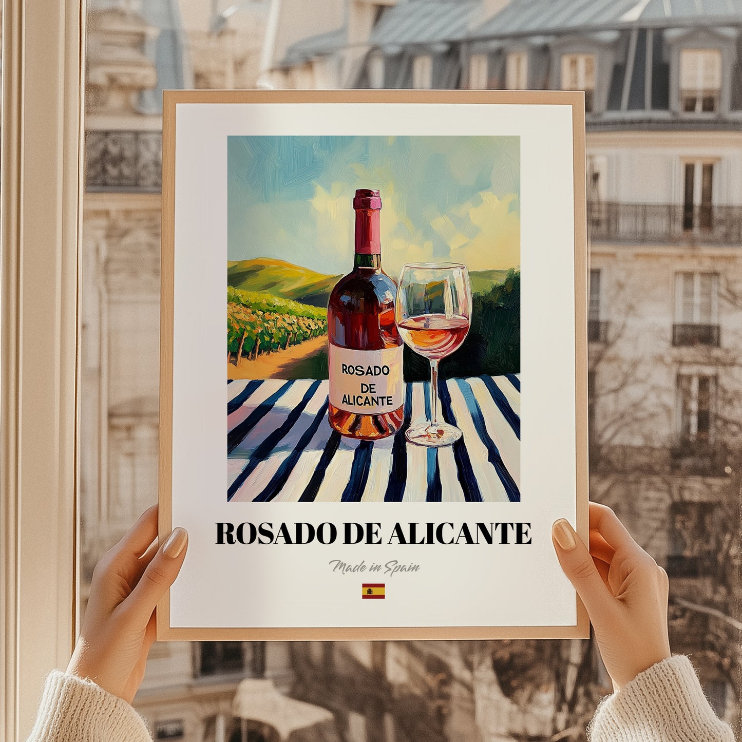 Rosado de Alicante – Spanish Rose Wine, Vinoteca Painting, styled in a charming Paris street view