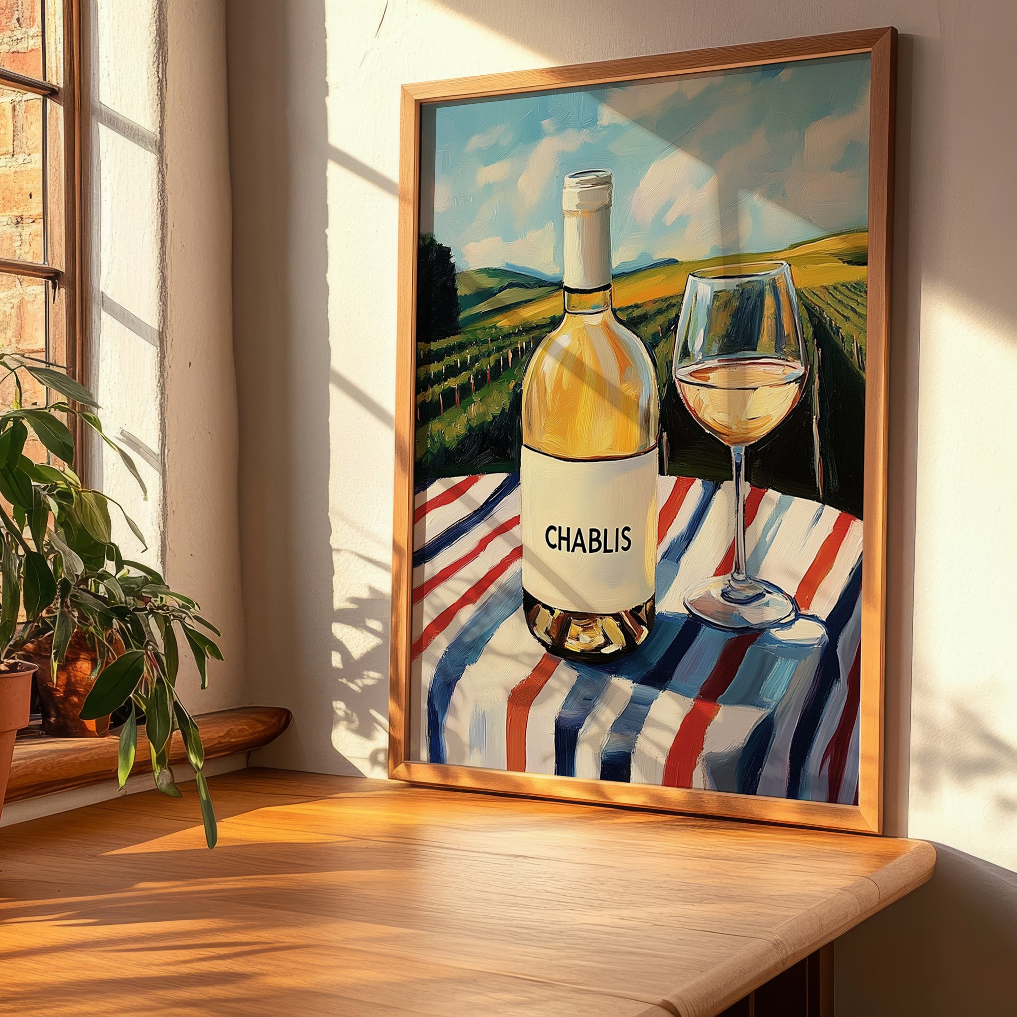 Chablis – French White Wine, Wine Bar Art, clean layout with no caption