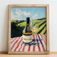 Pouilly-Fumé – French White Wine, Enoteca Illustration, no-text version framed in wood