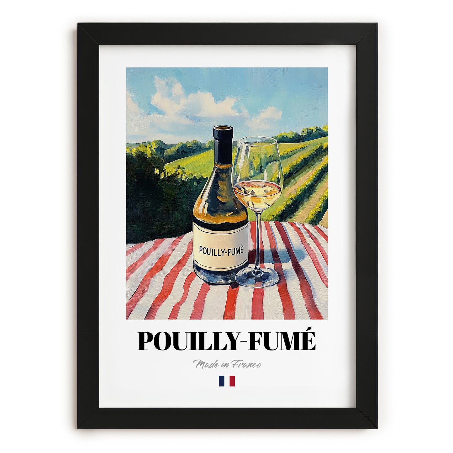 Pouilly-Fumé – French White Wine, Enoteca Illustration, in sleek black frame