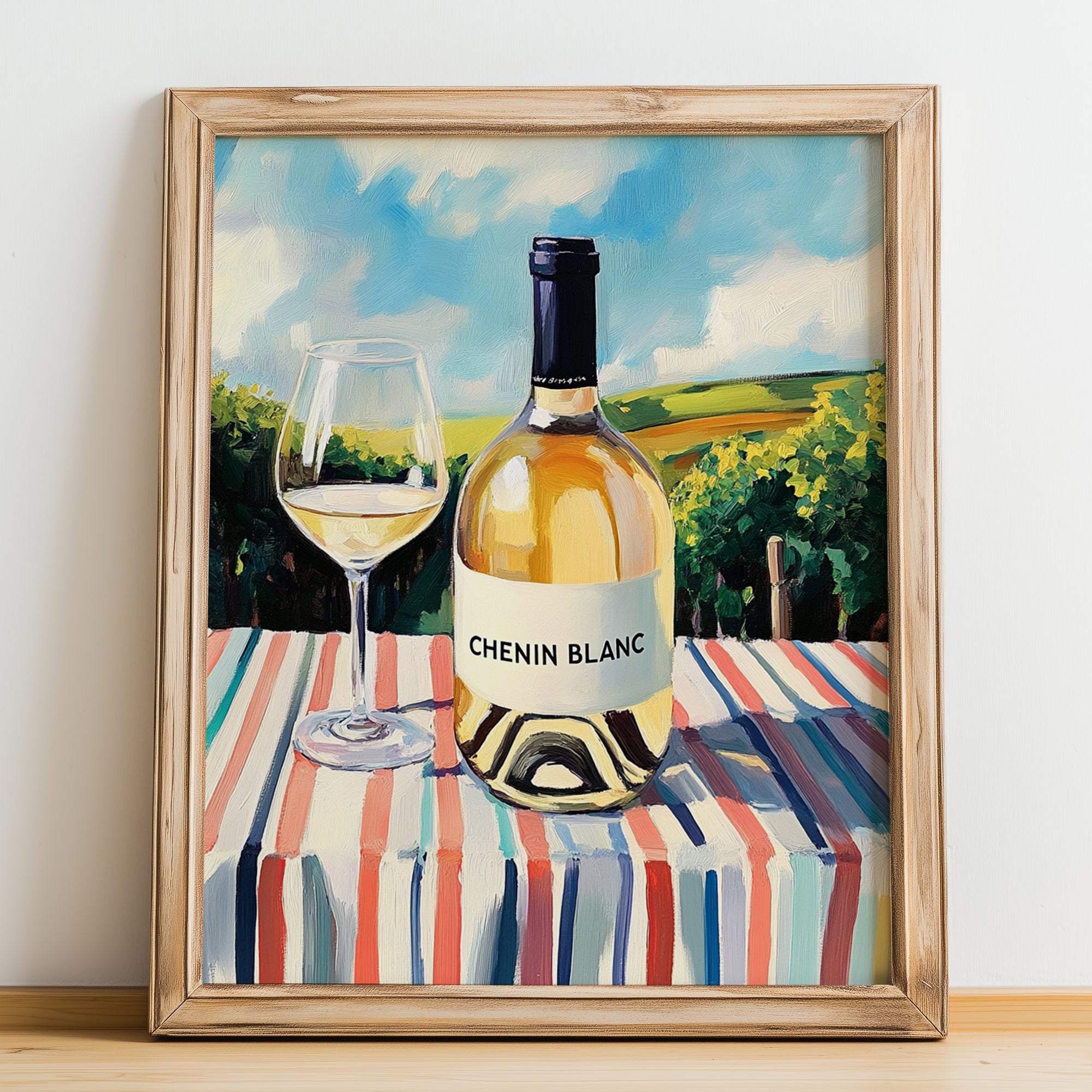 Chenin Blanc – French White Wine, Vinoteca Wall Art, no-text version framed in wood