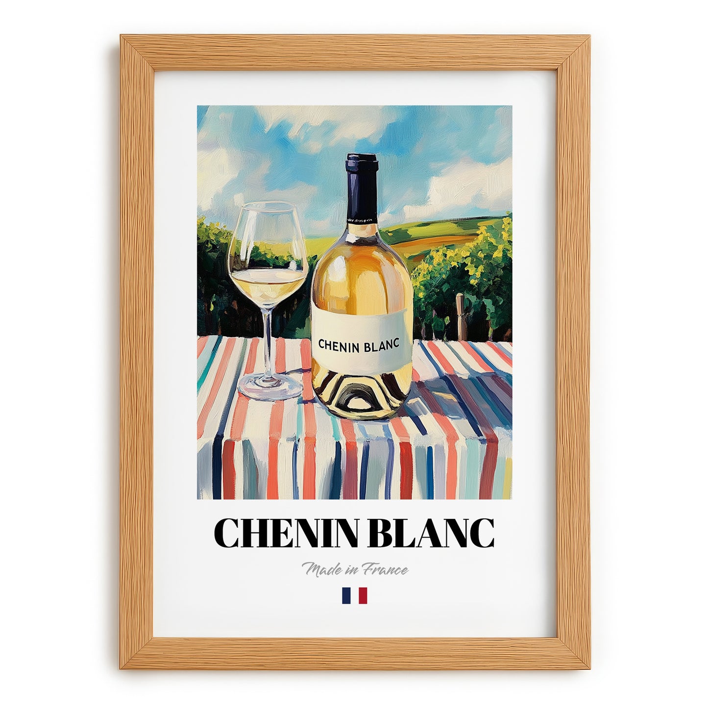Chenin Blanc – French White Wine, Vinoteca Wall Art, set in oak frame