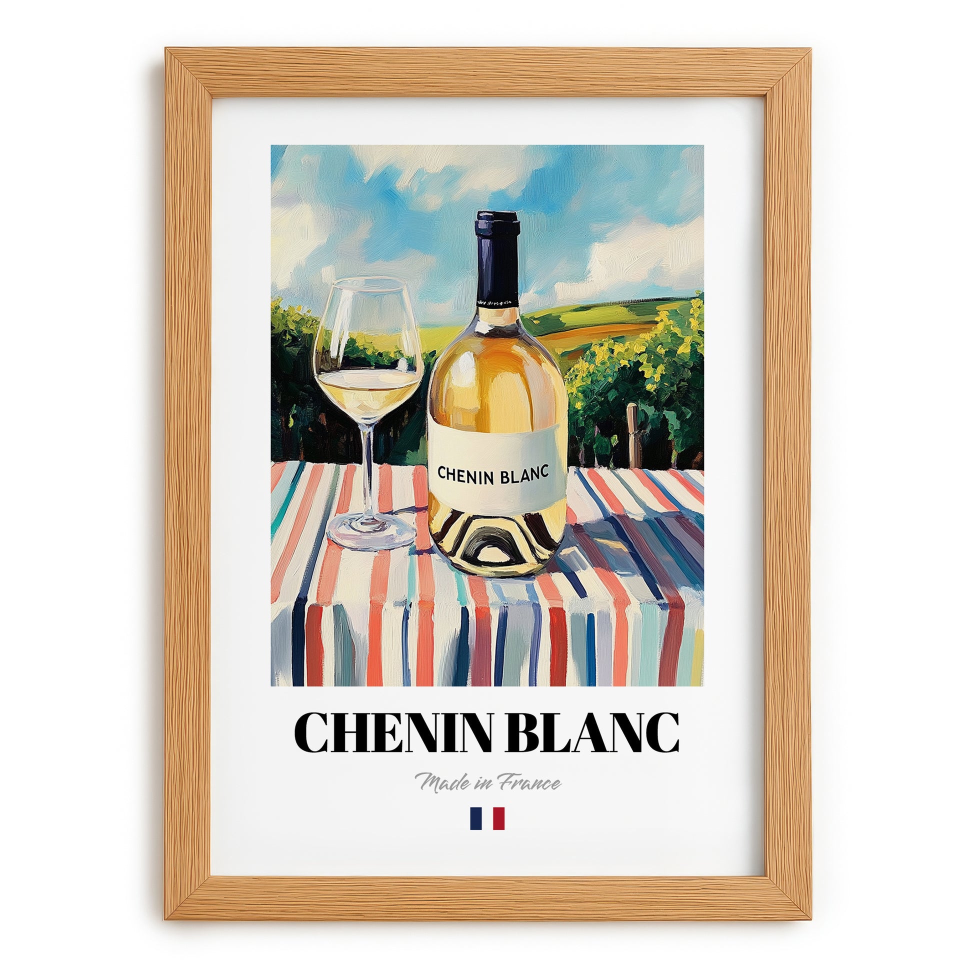 Chenin Blanc – French White Wine, Vinoteca Wall Art, set in oak frame