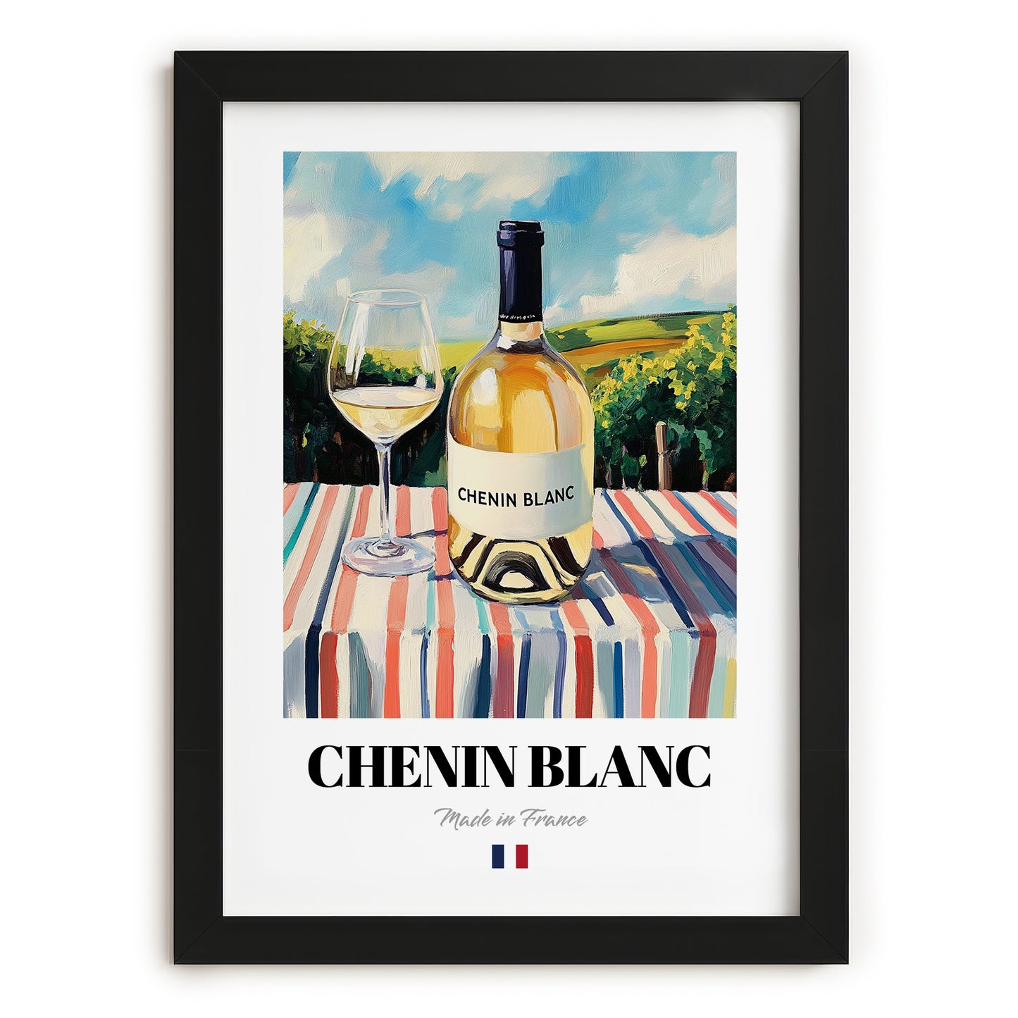 Chenin Blanc – French White Wine, Vinoteca Wall Art, in sleek black frame