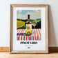 Pinot Gris – French White Wine, Bodega Poster, in wooden frame leaning on the floor