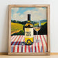Pinot Gris – French White Wine, Bodega Poster, no-text version framed in wood