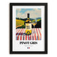 Pinot Gris – French White Wine, Bodega Poster, in sleek black frame