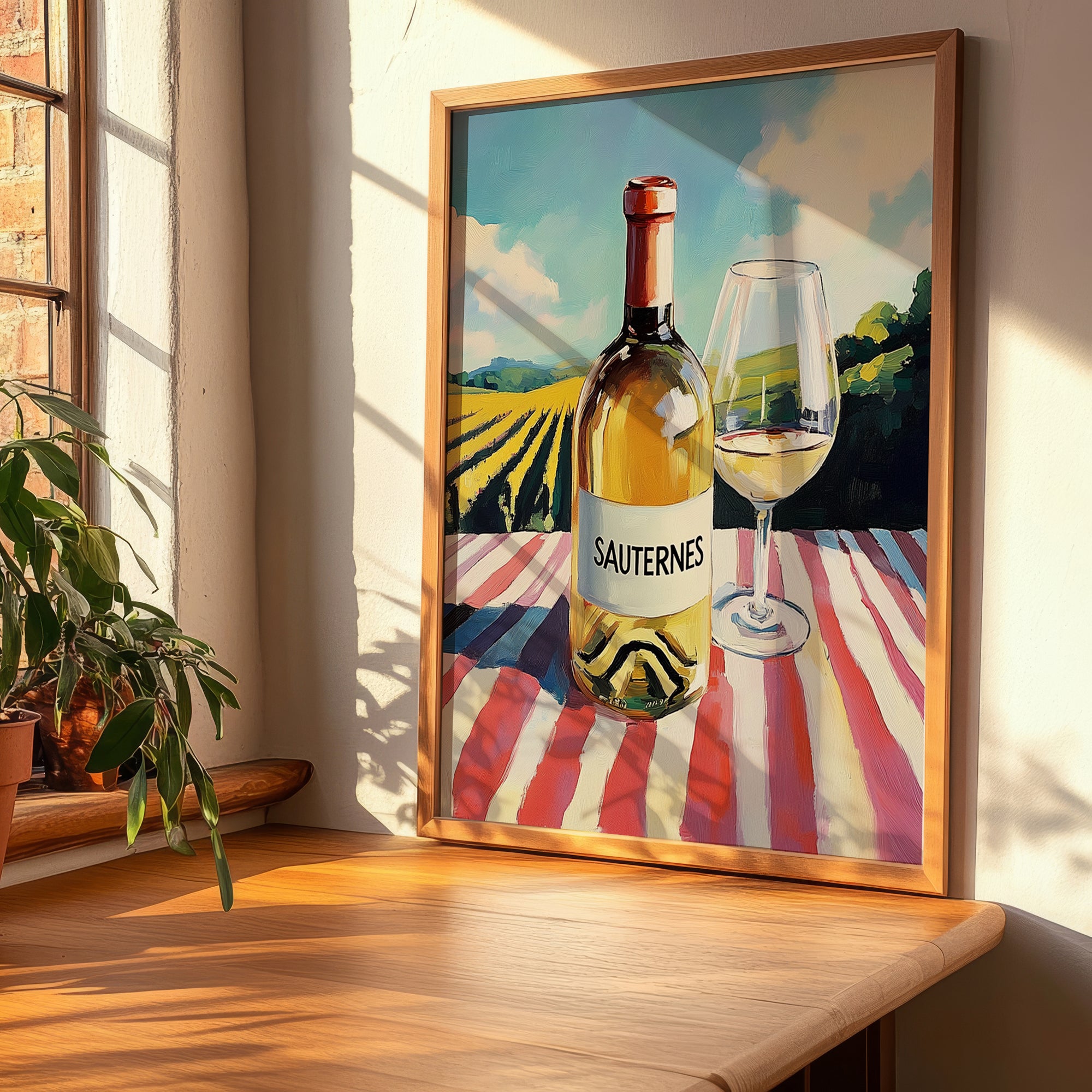 Sauternes – French White Wine, Vineyard Terrace Poster, clean layout with no caption
