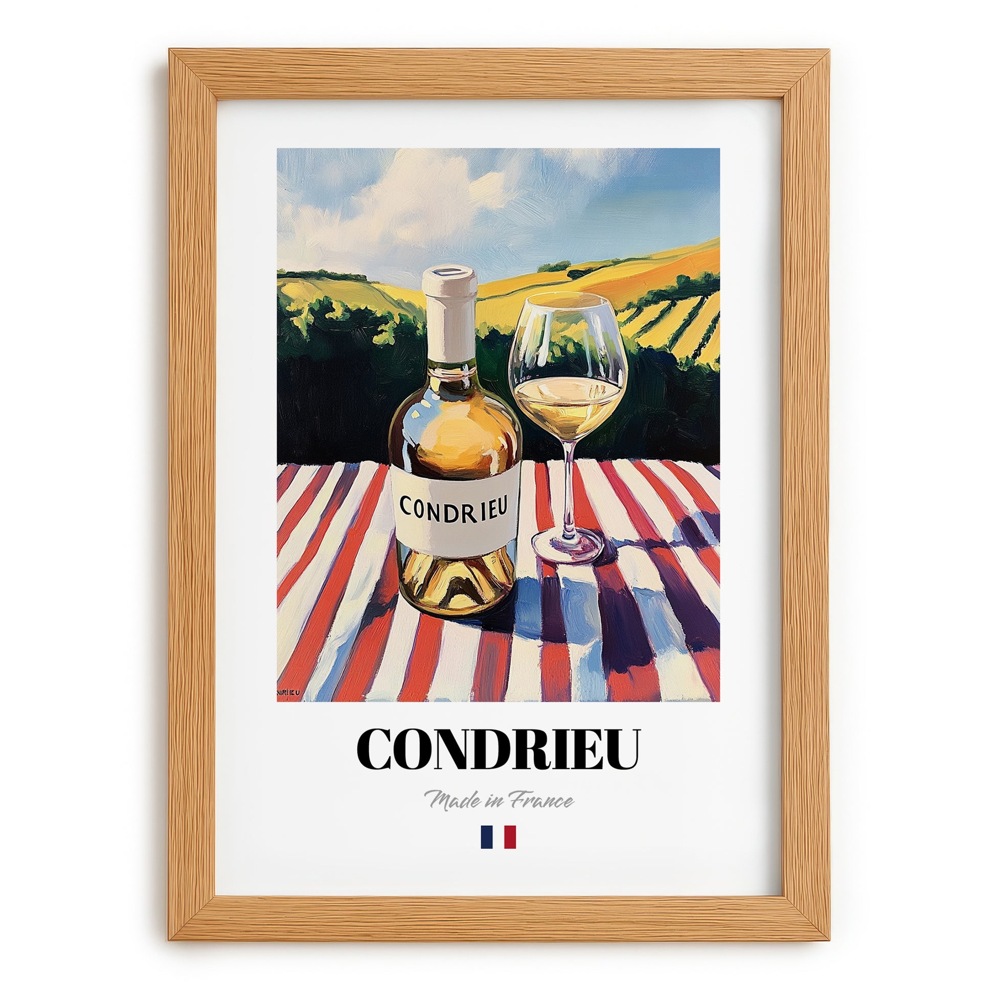 Condrieu – French White Wine, Tasting Room Poster, set in oak frame