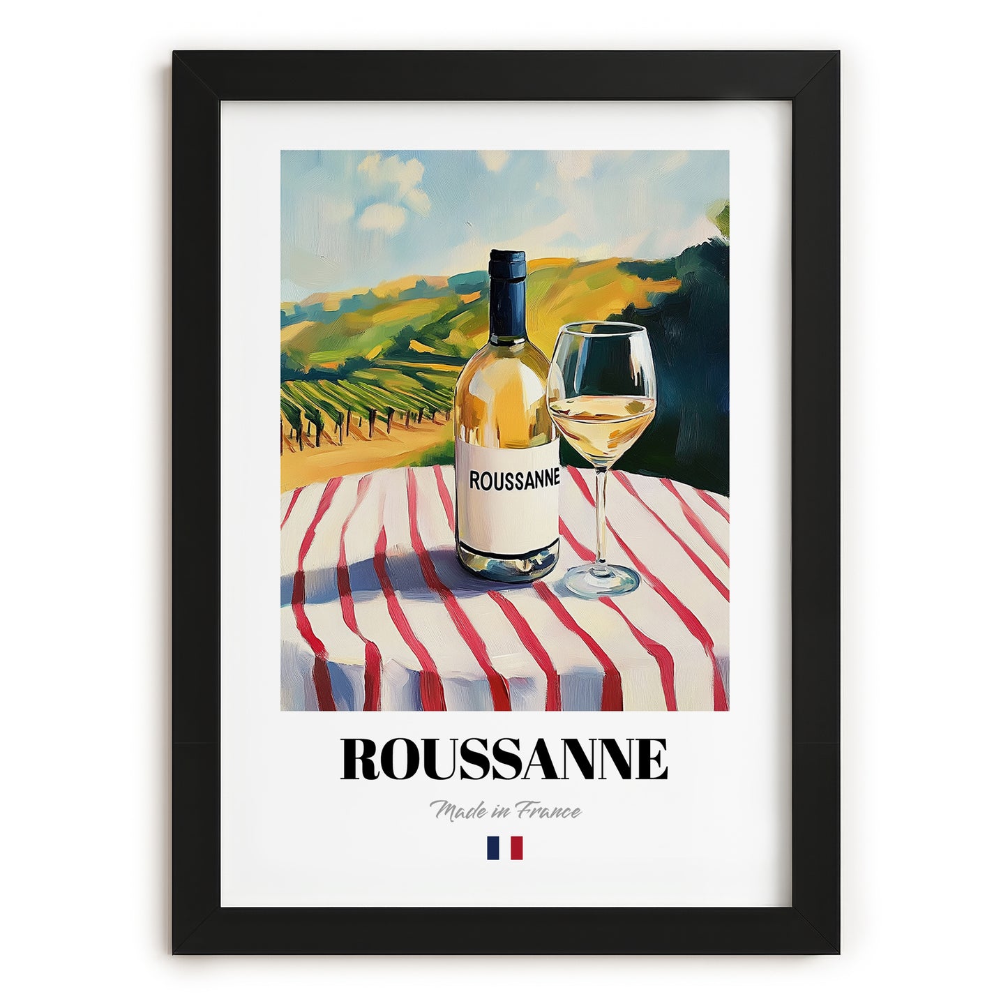 Roussanne – French White Wine, Enoteca Poster, in sleek black frame