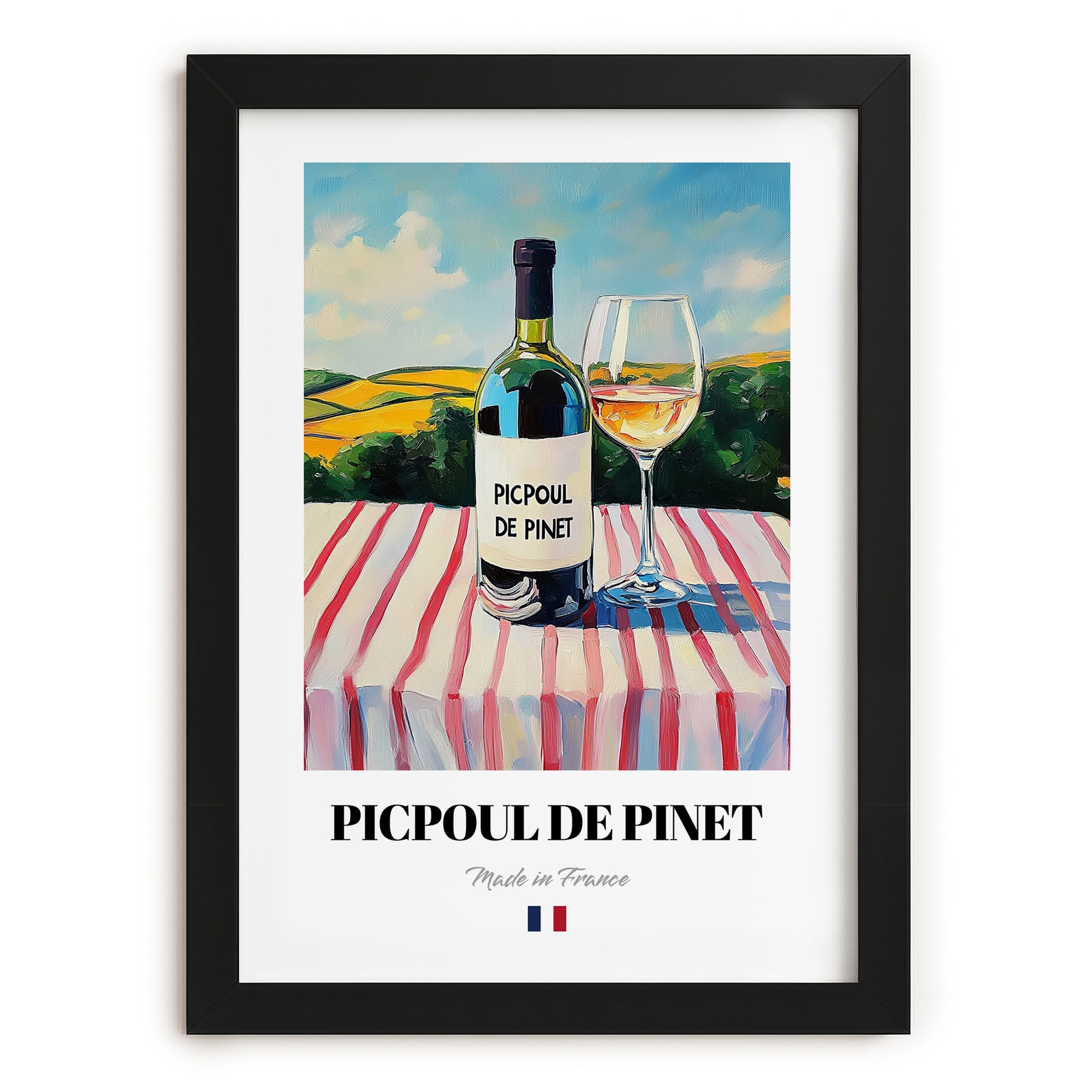 Picpoul de Pinet – French White Wine, Tasting Room Art, in sleek black frame