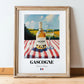 Gascogne – French White Wine, Vineyard Terrace Illustration, in wooden frame leaning on the floor
