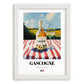 Gascogne – French White Wine, Vineyard Terrace Illustration, placed in minimal white frame