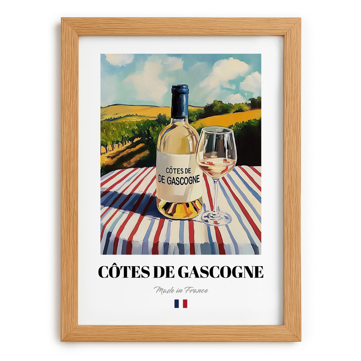 Côtes de Gascogne – French White Wine, Bodega Poster, set in oak frame