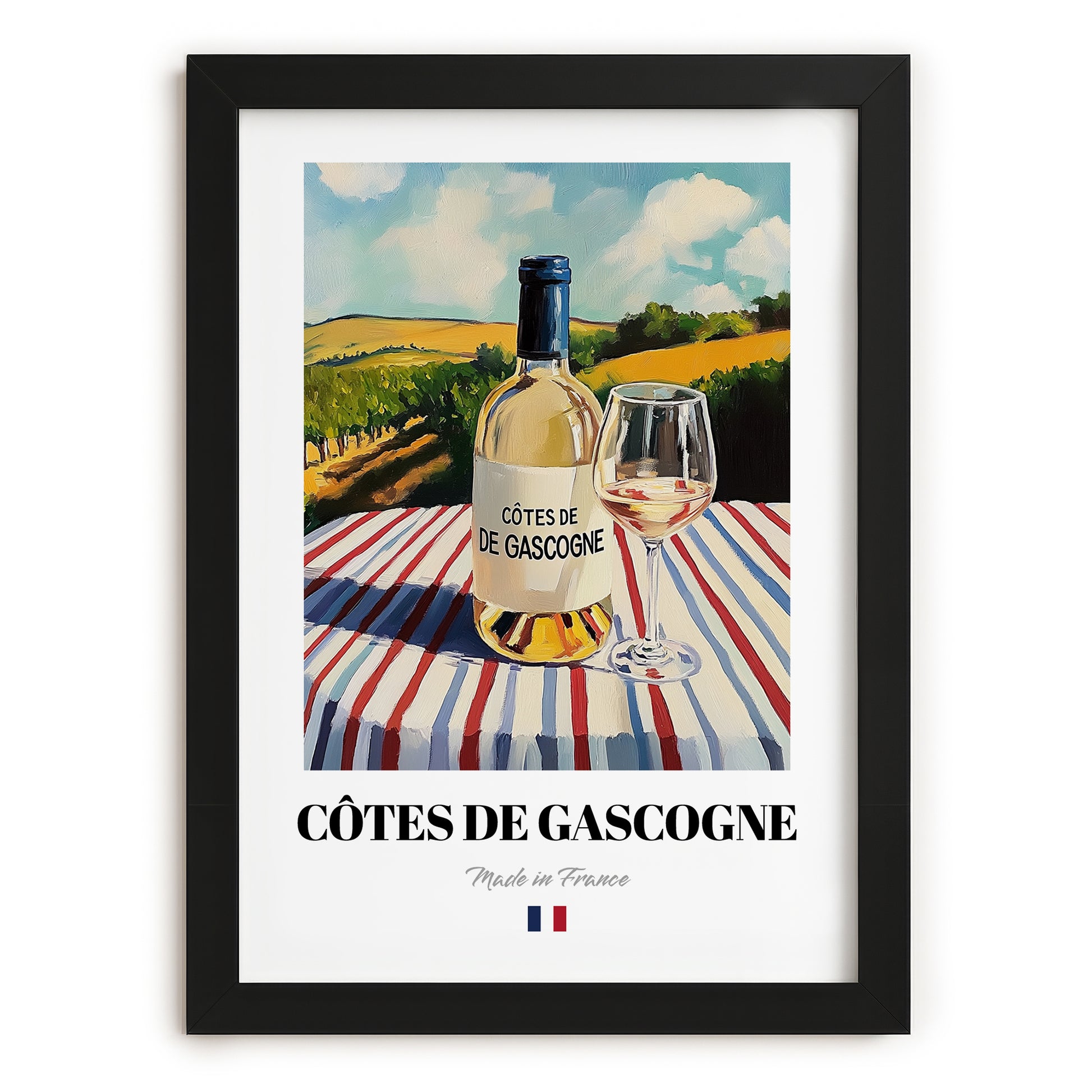 Côtes de Gascogne – French White Wine, Bodega Poster, in sleek black frame