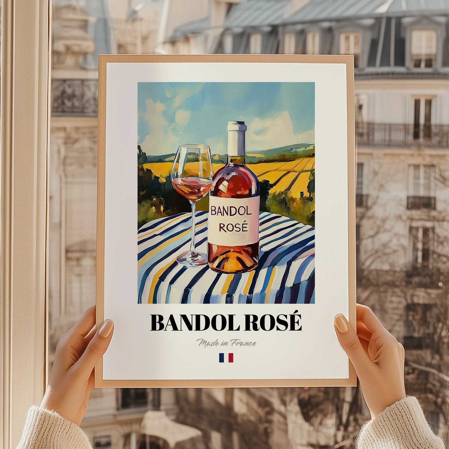 Bandol Rosé – French Rose Wine, Vinoteca Wall Decor, styled in a charming Paris street view