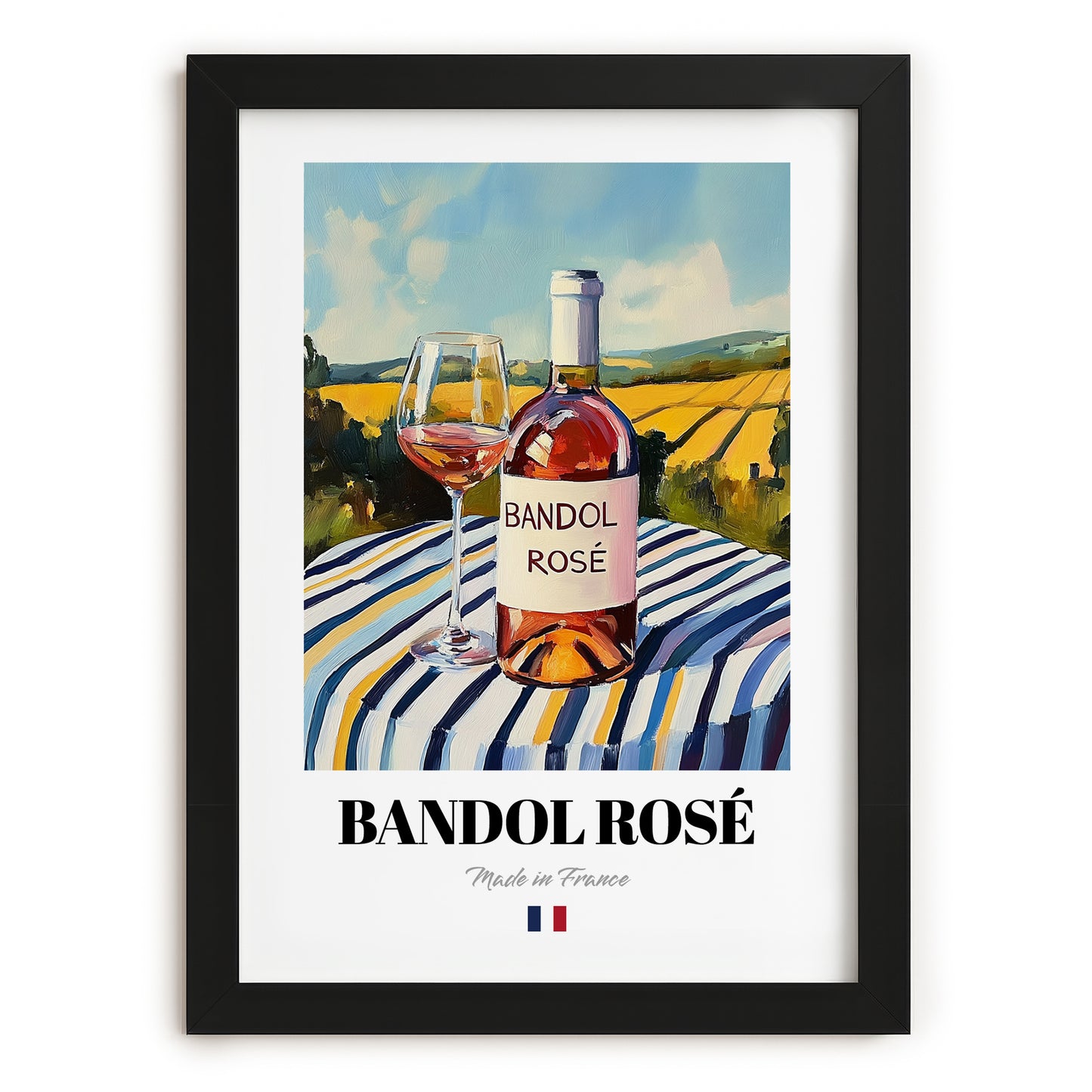 Bandol Rosé – French Rose Wine, Vinoteca Wall Decor, in sleek black frame