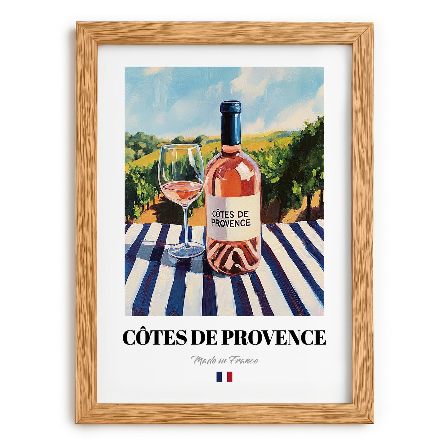 Côtes de Provence – French Rose Wine, Enoteca Still Life, set in oak frame