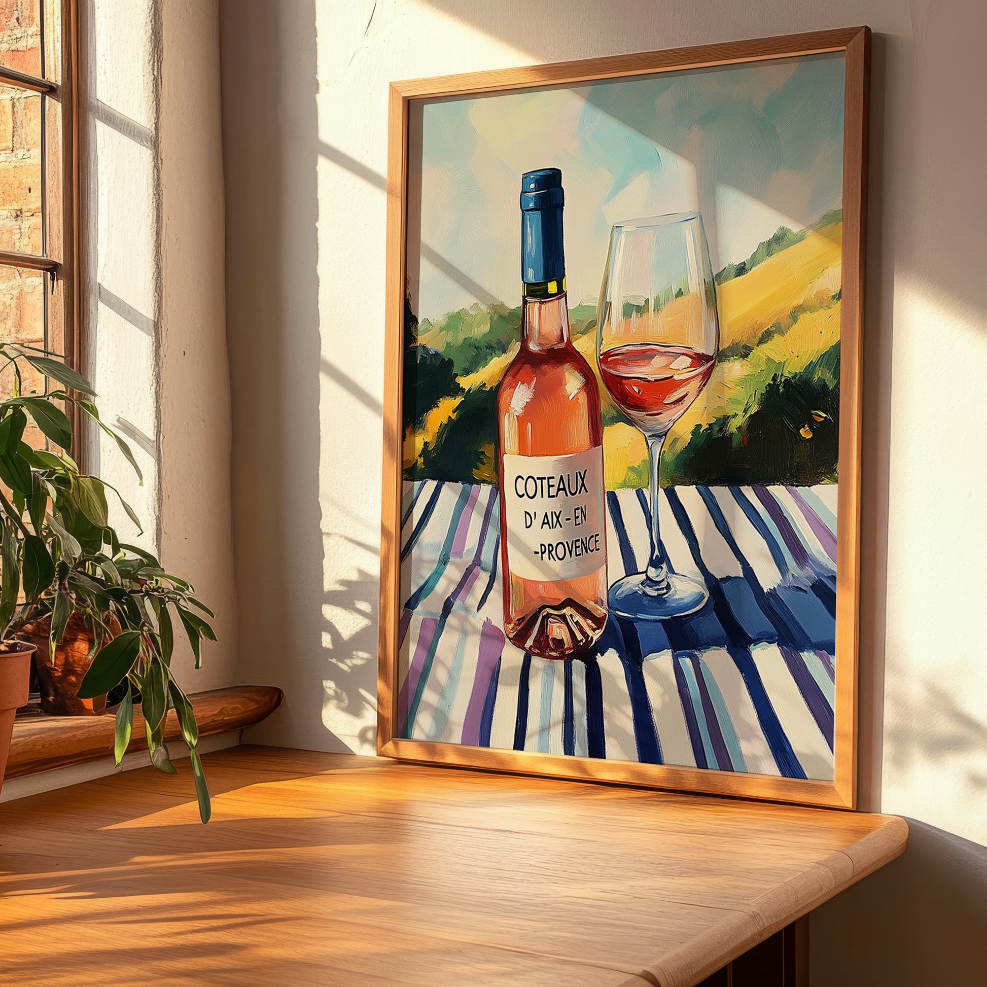 Coteaux d'Aix-en-Provence – French Rose Wine, Vineyard Terrace Wall Art, clean layout with no caption