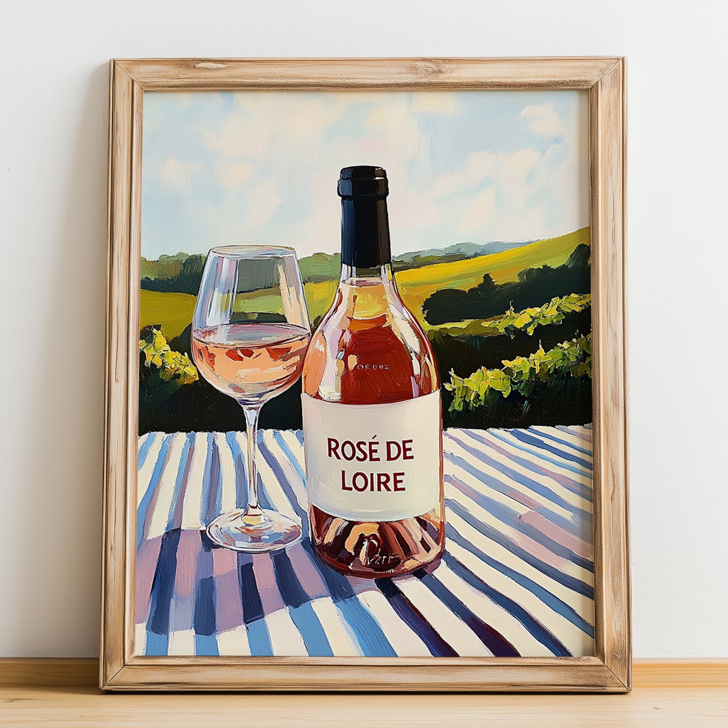 Rosé de Loire – French Rose Wine, Vinoteca Wall Art, no-text version framed in wood