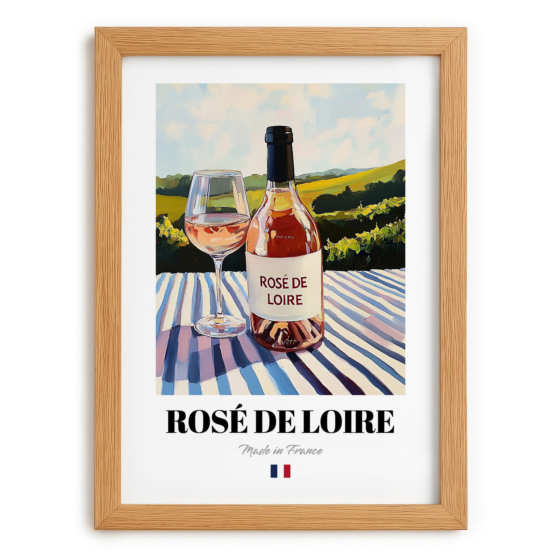 Rosé de Loire – French Rose Wine, Vinoteca Wall Art, set in oak frame