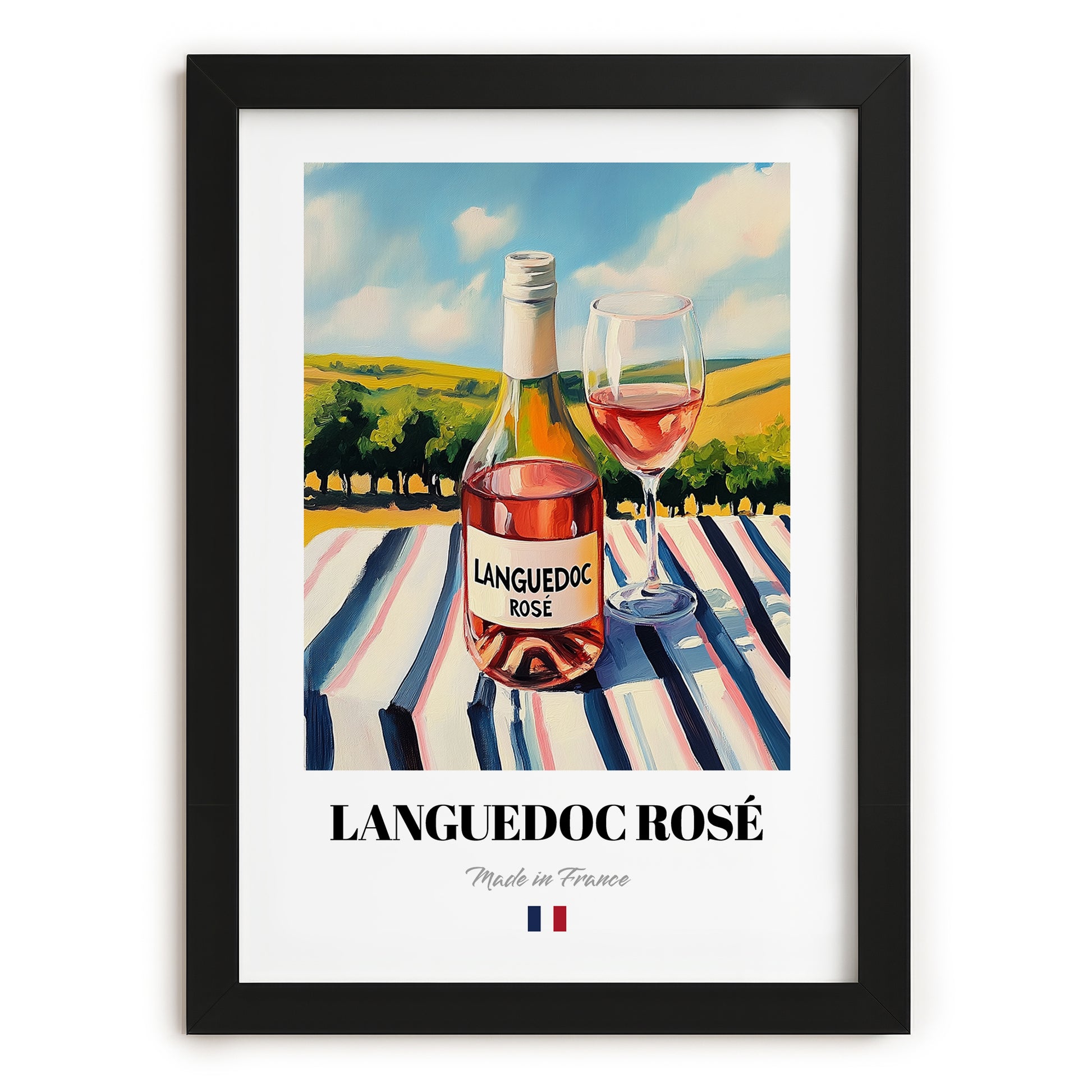 Languedoc Rosé – French Rose Wine, Vinoteca Print, in sleek black frame