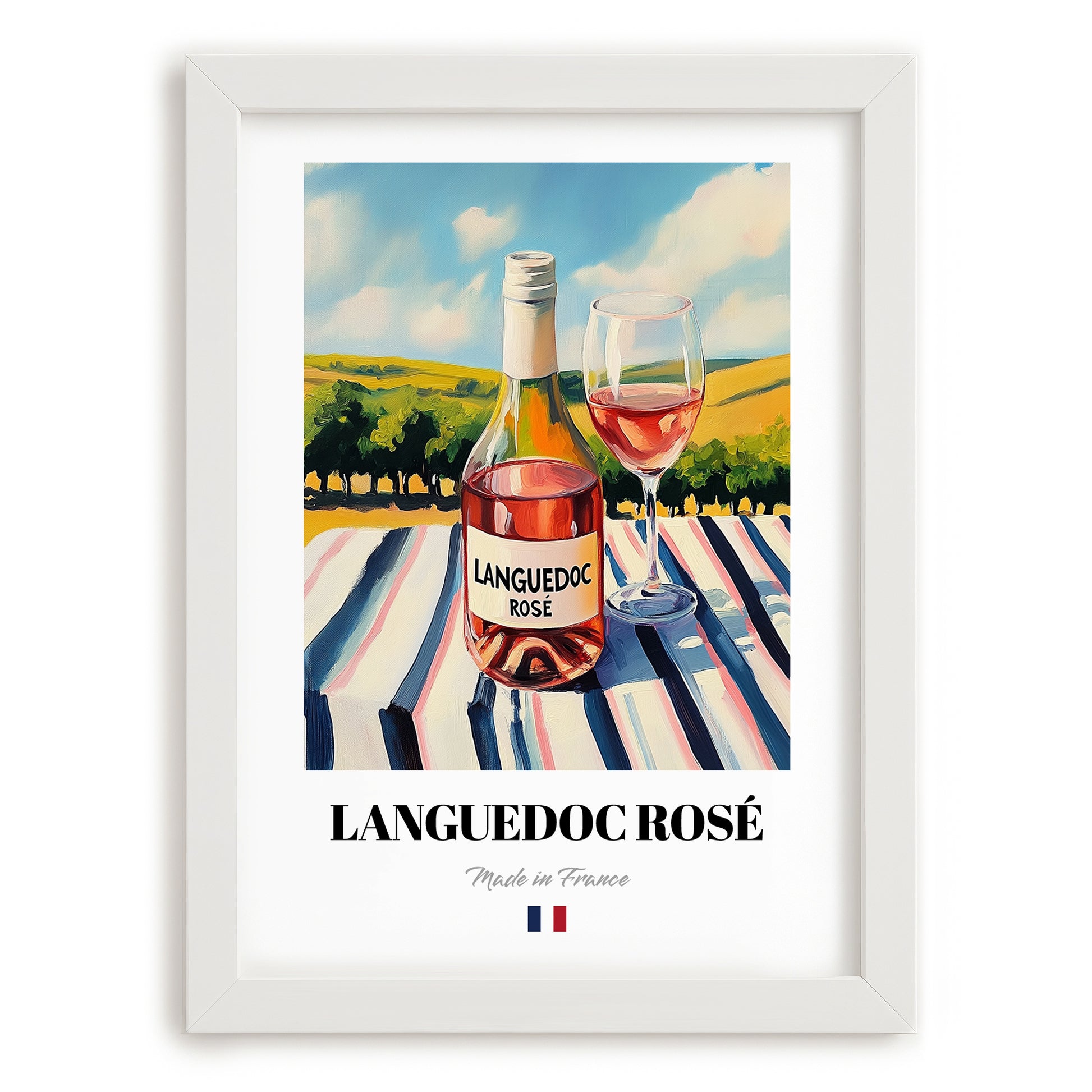 Languedoc Rosé – French Rose Wine, Vinoteca Print, placed in minimal white frame