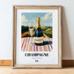 Champagne – French Sparkling Wine, Enoteca Still Life, in wooden frame leaning on the floor