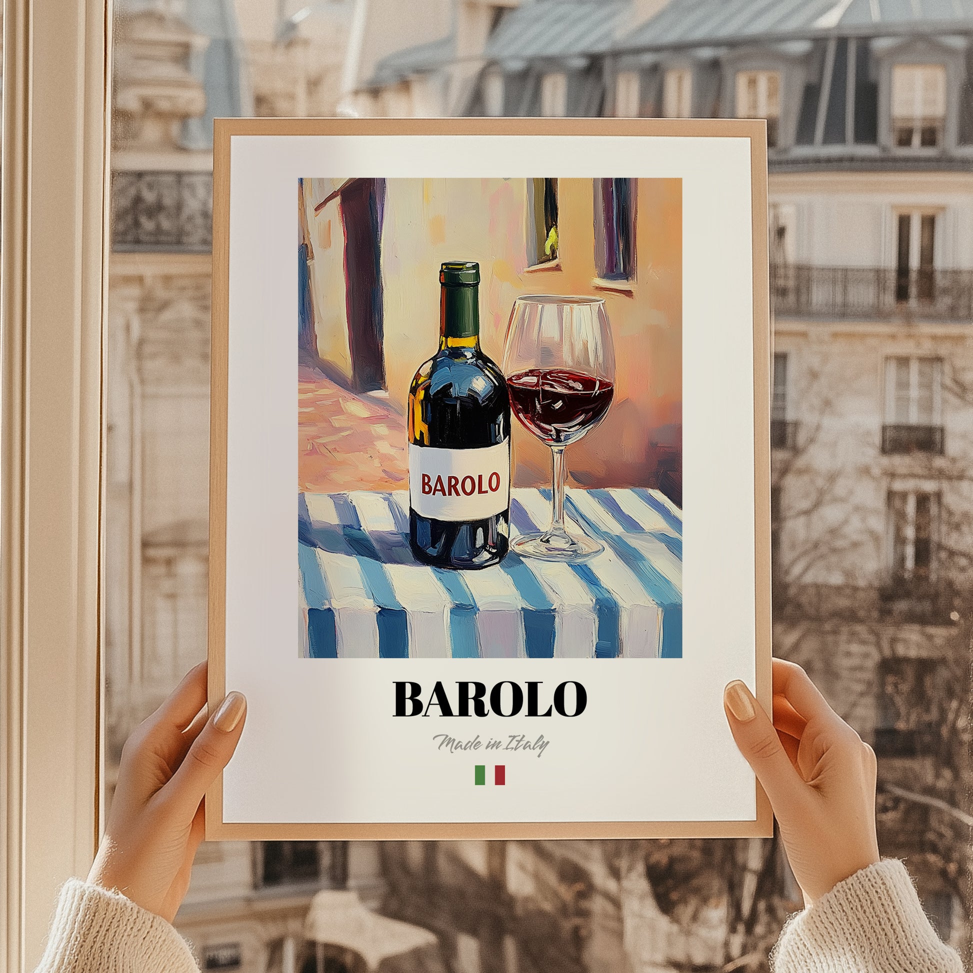 Barolo – Italian Red Wine, Vinoteca Still Life, styled in a charming Paris street view