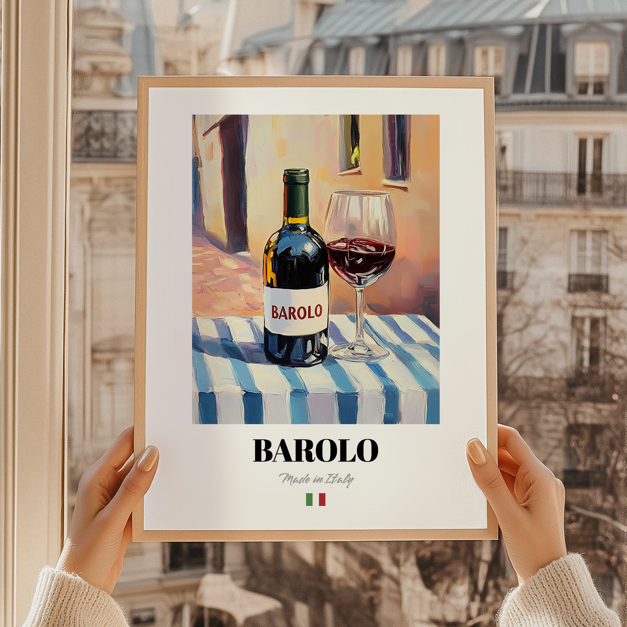Barolo – Italian Red Wine, Vinoteca Still Life, styled in a charming Paris street view
