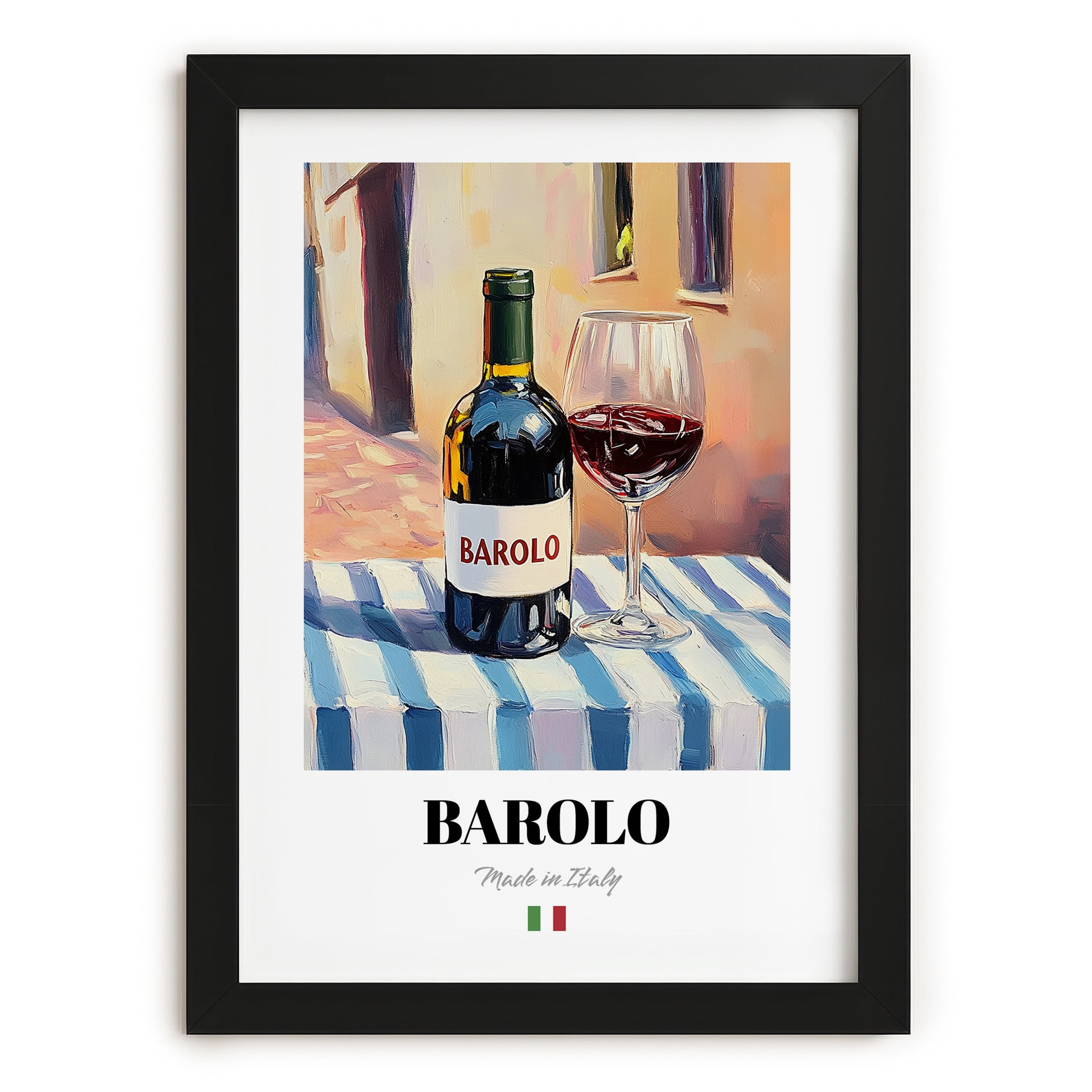 Barolo – Italian Red Wine, Vinoteca Still Life, in sleek black frame