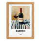 Barolo – Italian Red Wine, Wine Bar Print, set in oak frame