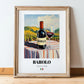 Barolo – Italian Red Wine, Wine Bar Poster, in wooden frame leaning on the floor