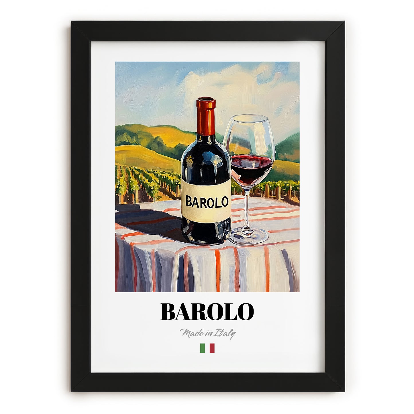 Barolo – Italian Red Wine, Wine Bar Poster, in sleek black frame