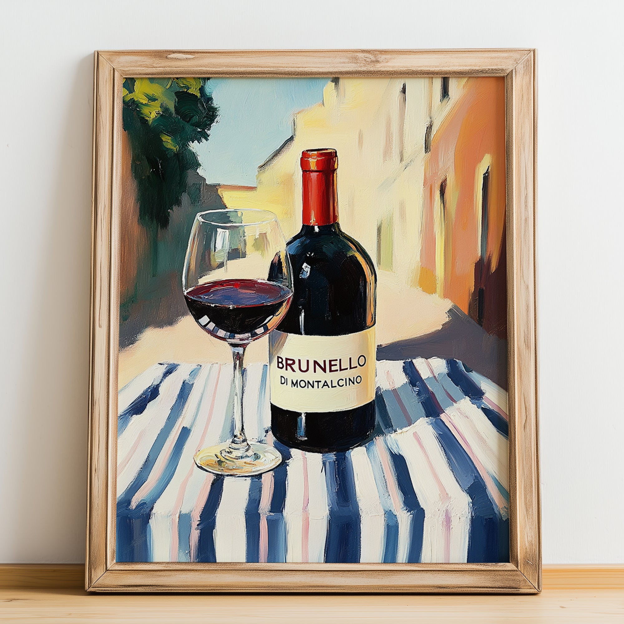 Brunello di Montalcino – Italian Red Wine, Enoteca Poster, no-text version framed in wood