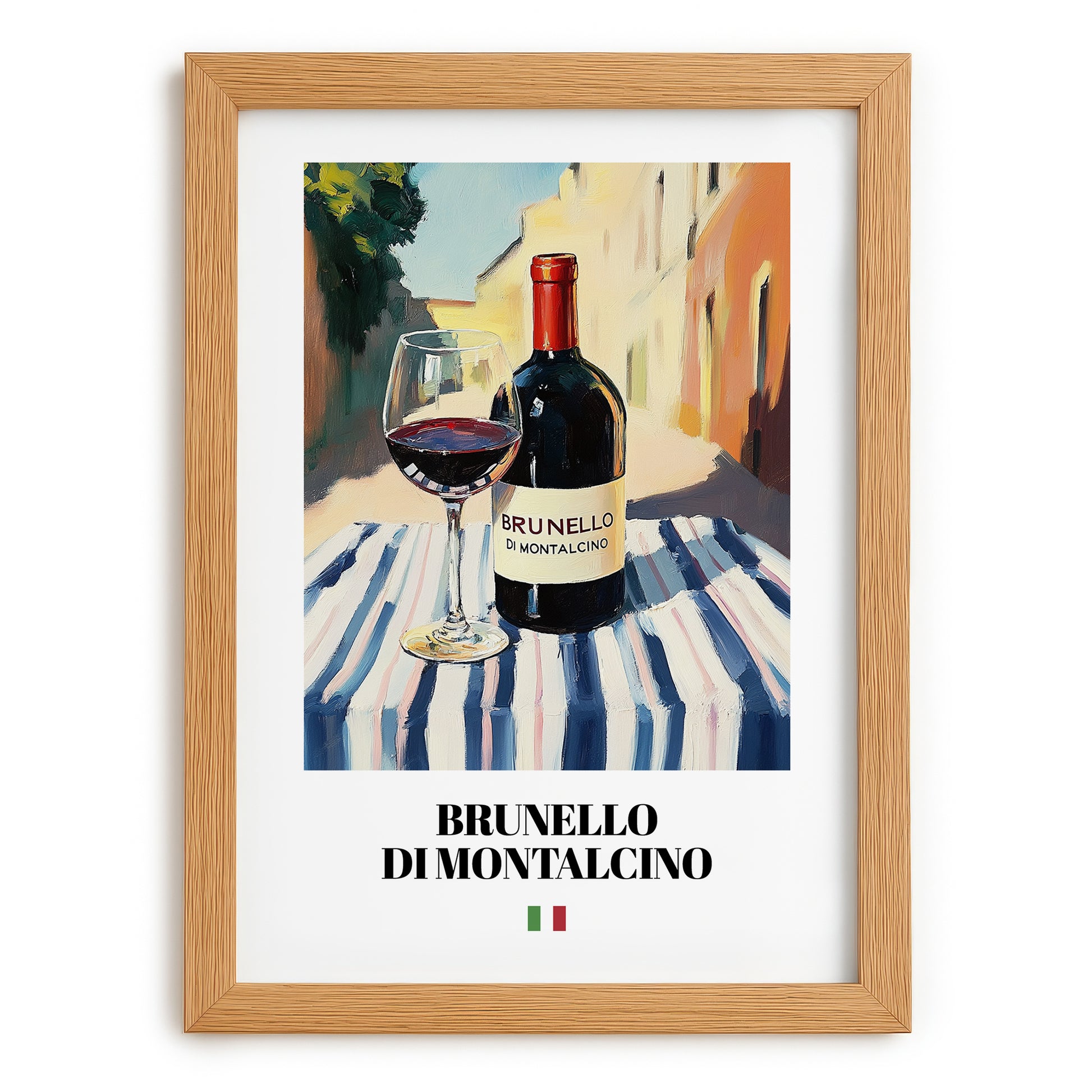 Brunello di Montalcino – Italian Red Wine, Enoteca Poster, set in oak frame
