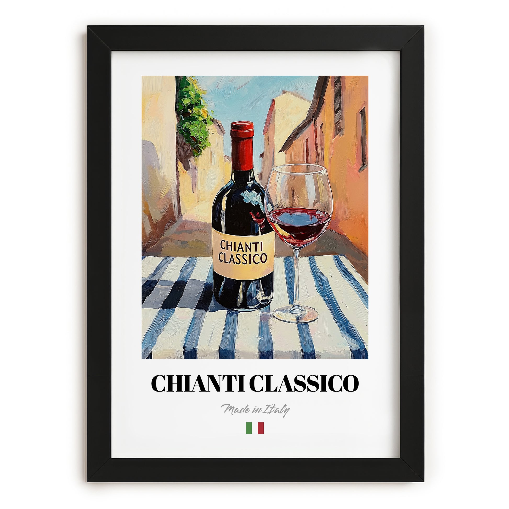 Chianti Classico – Italian Red Wine, Wine Bar Poster, in sleek black frame