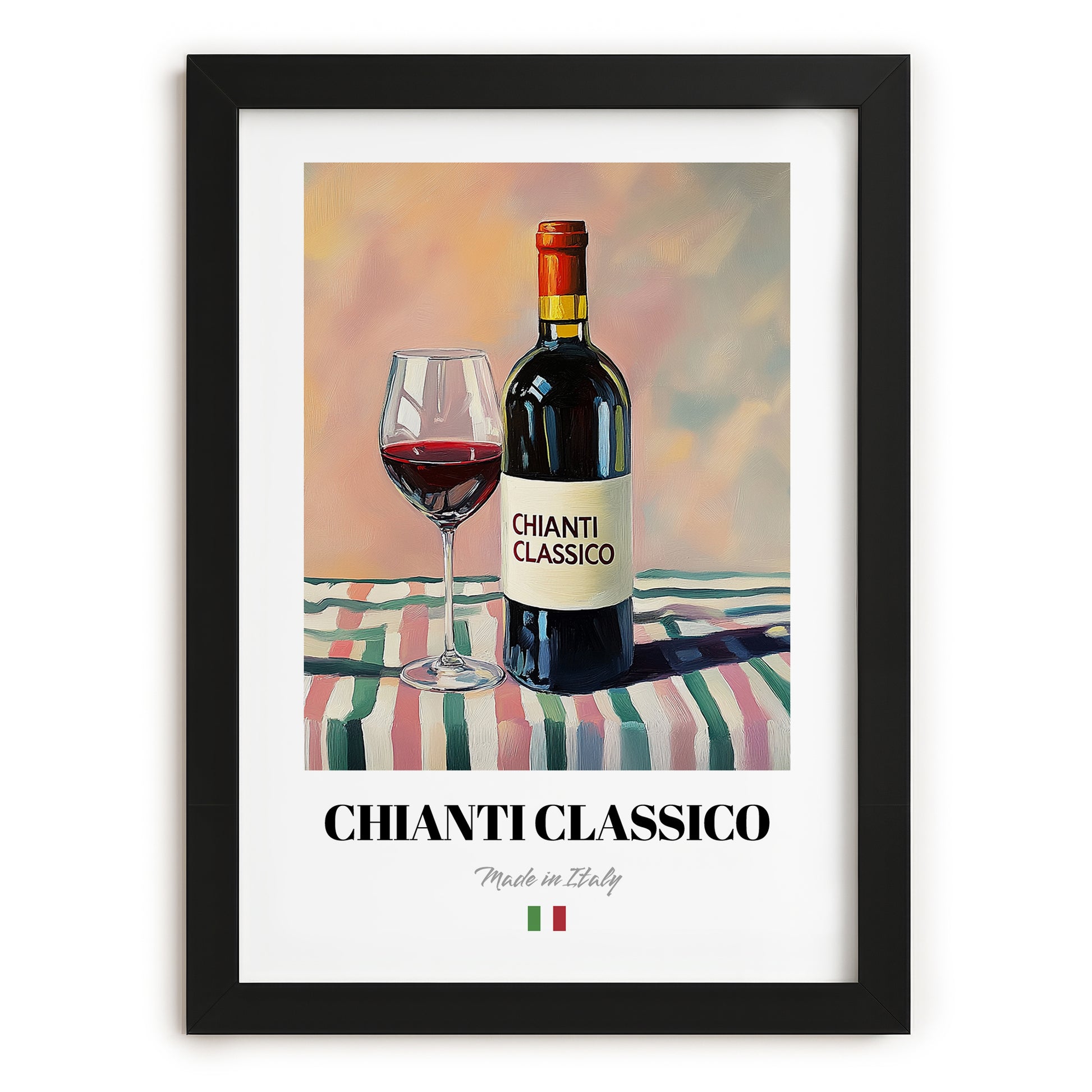 Chianti Classico – Italian Red Wine, Wine Bar Wall Art, in sleek black frame
