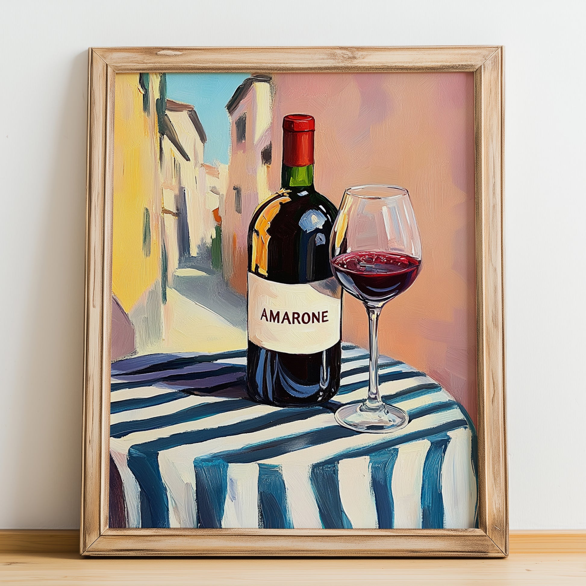 Amarone della Valpolicella – Italian Red Wine, Wine Bar Print, no-text version framed in wood