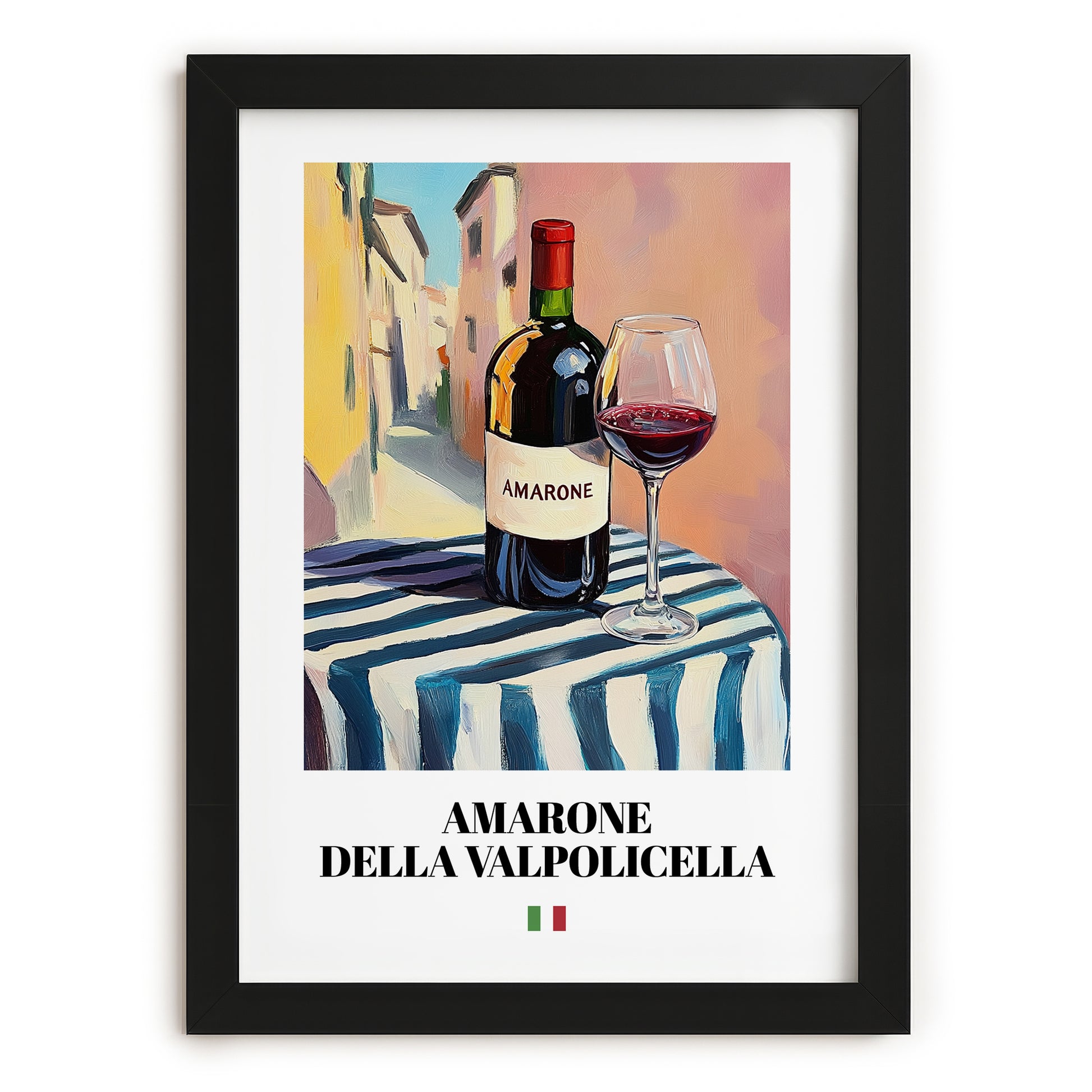 Amarone della Valpolicella – Italian Red Wine, Wine Bar Print, in sleek black frame