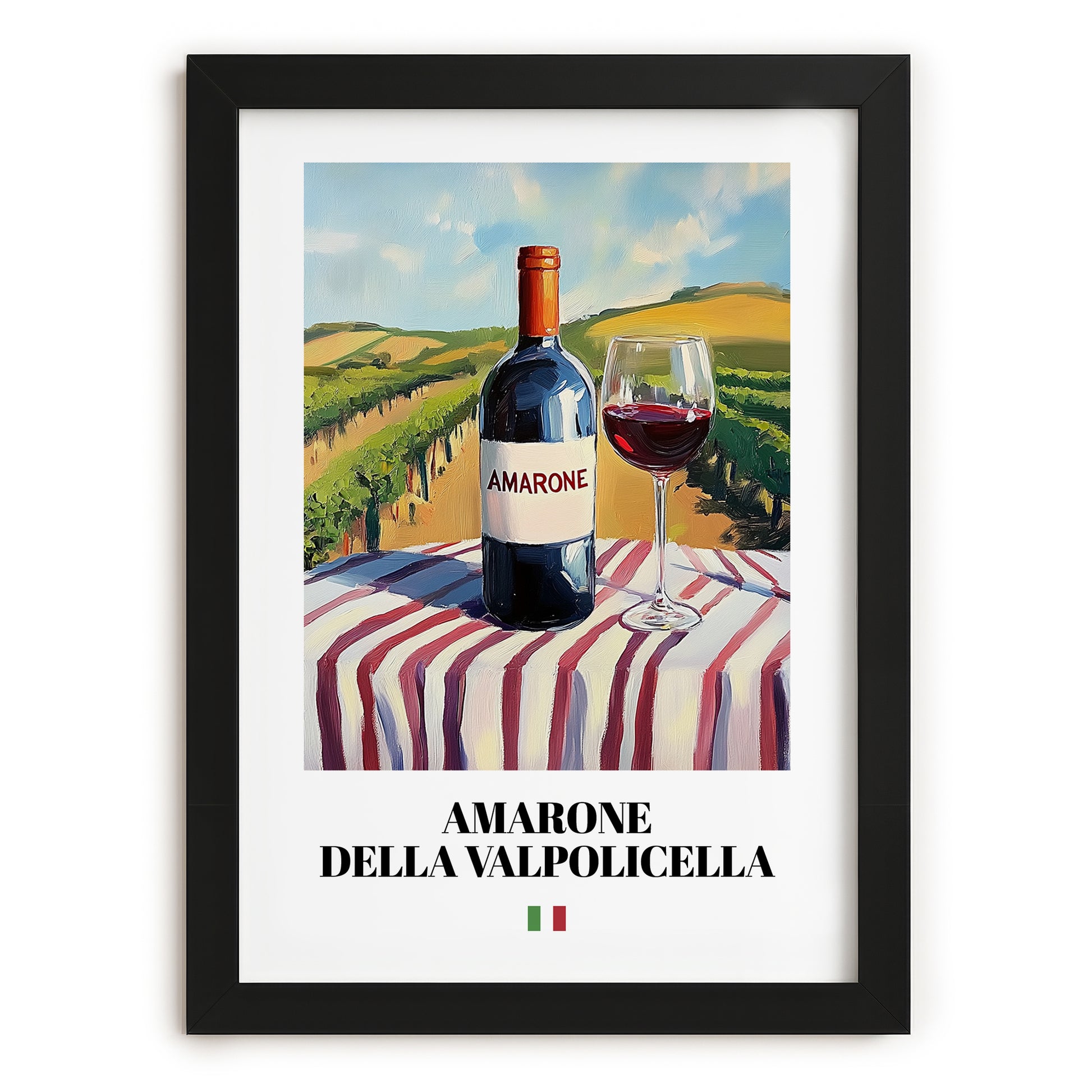 Amarone della Valpolicella – Italian Red Wine, Wine Bar Still Life, in sleek black frame