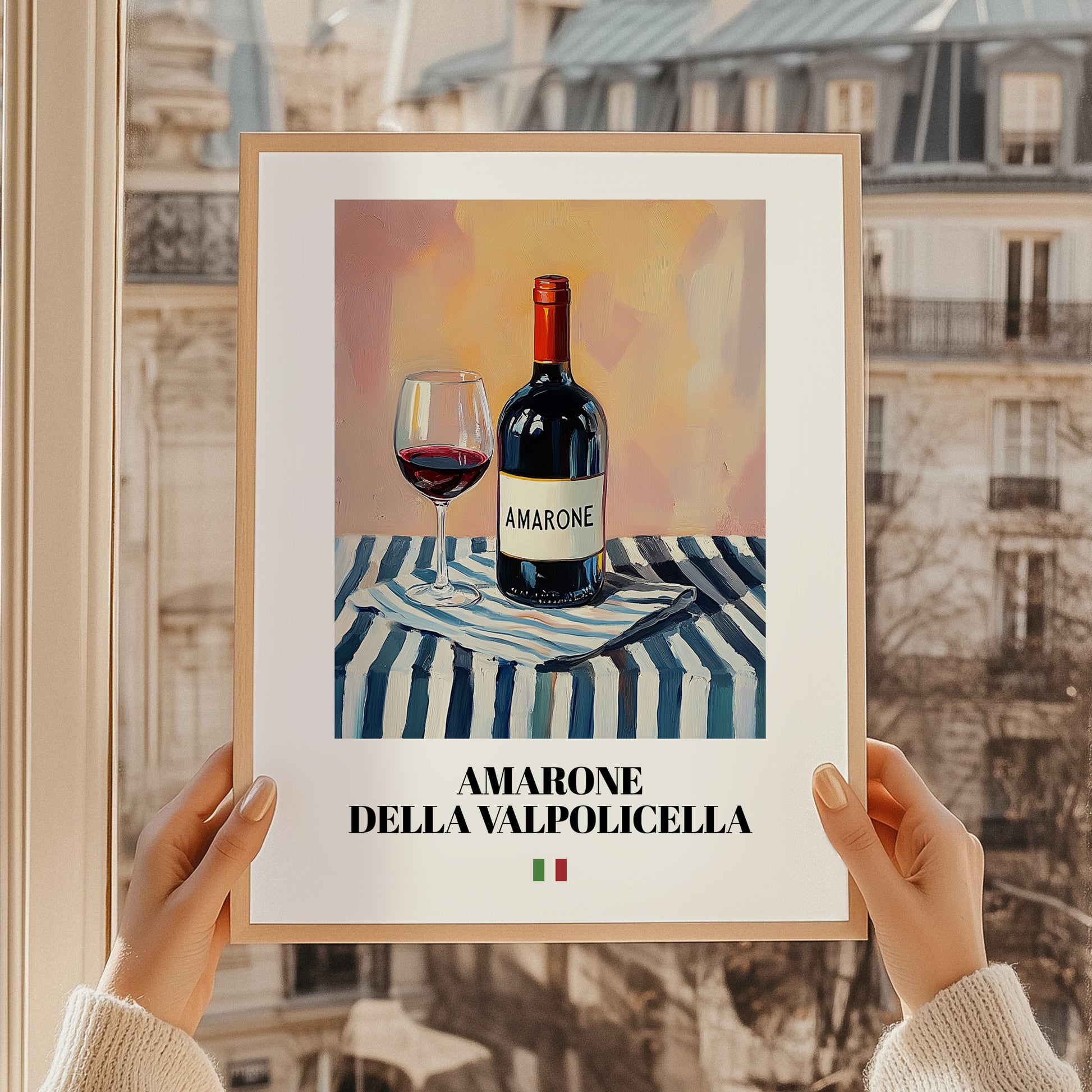 Amarone della Valpolicella – Italian Red Wine, Tasting Room Still Life, styled in a charming Paris street view
