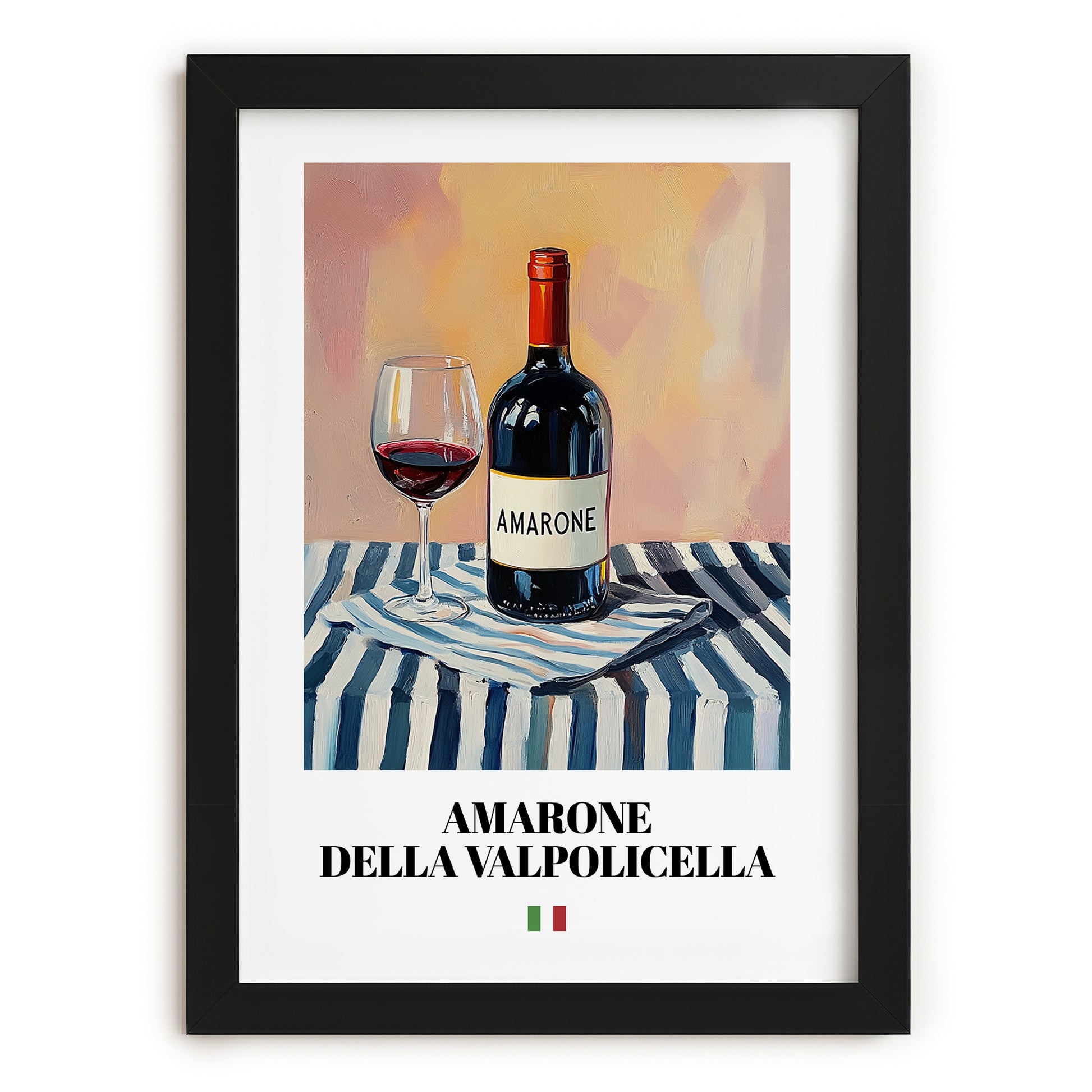 Amarone della Valpolicella – Italian Red Wine, Tasting Room Still Life, in sleek black frame