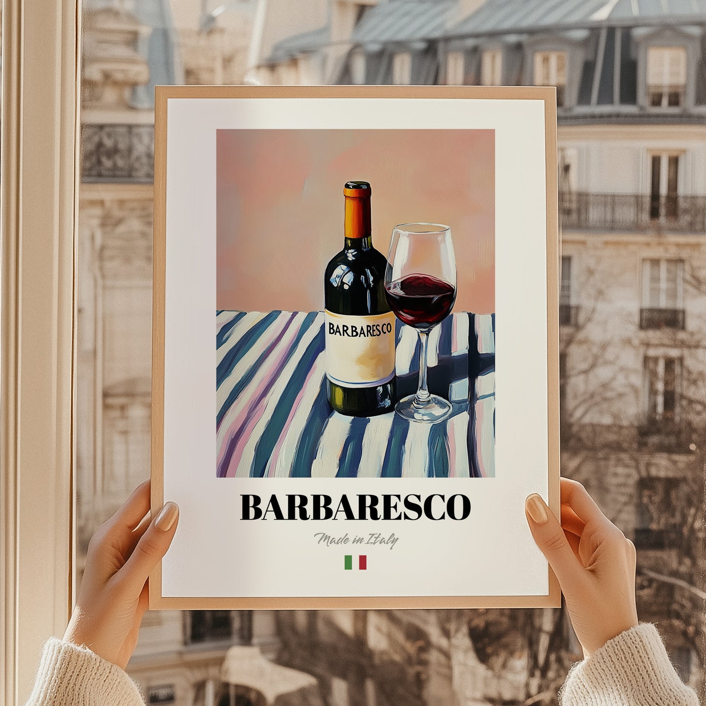 Barbaresco – Italian Red Wine, Vinoteca Wall Art, styled in a charming Paris street view