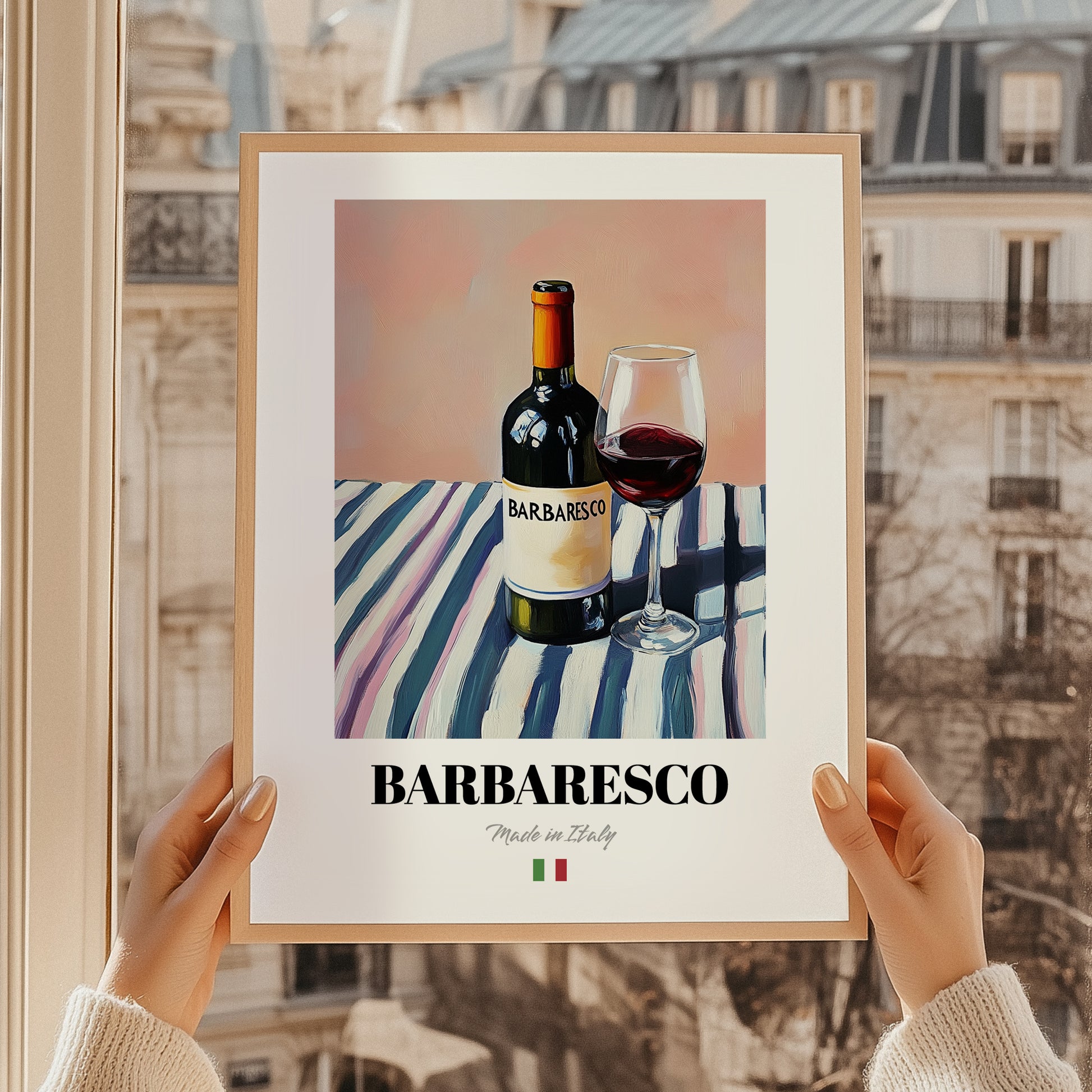 Barbaresco – Italian Red Wine, Vinoteca Wall Art, styled in a charming Paris street view