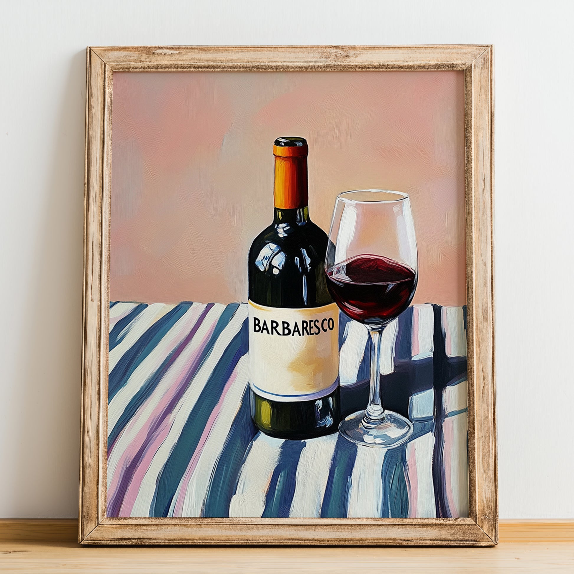 Barbaresco – Italian Red Wine, Vinoteca Wall Art, no-text version framed in wood