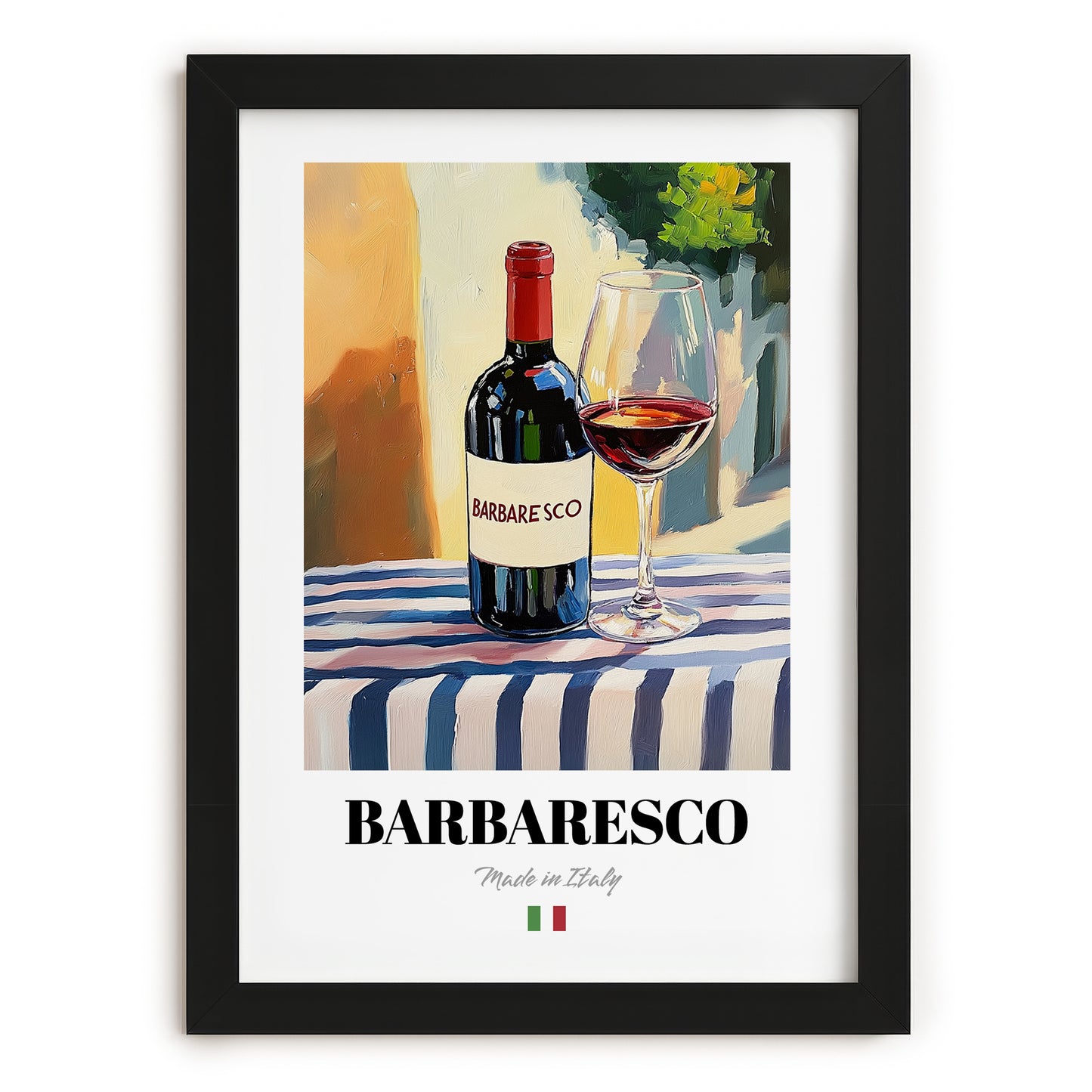 Barbaresco – Italian Red Wine, Wine Bar Poster, in sleek black frame